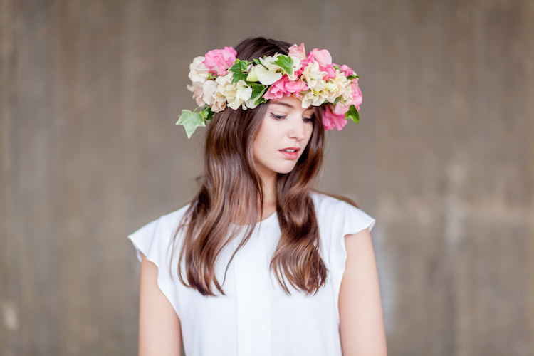 Day 3 of British Flowers Week 2016, featuring a summer festival flower crown designed by Amanda Austin, presented to you by New Covent Garden Flower Market